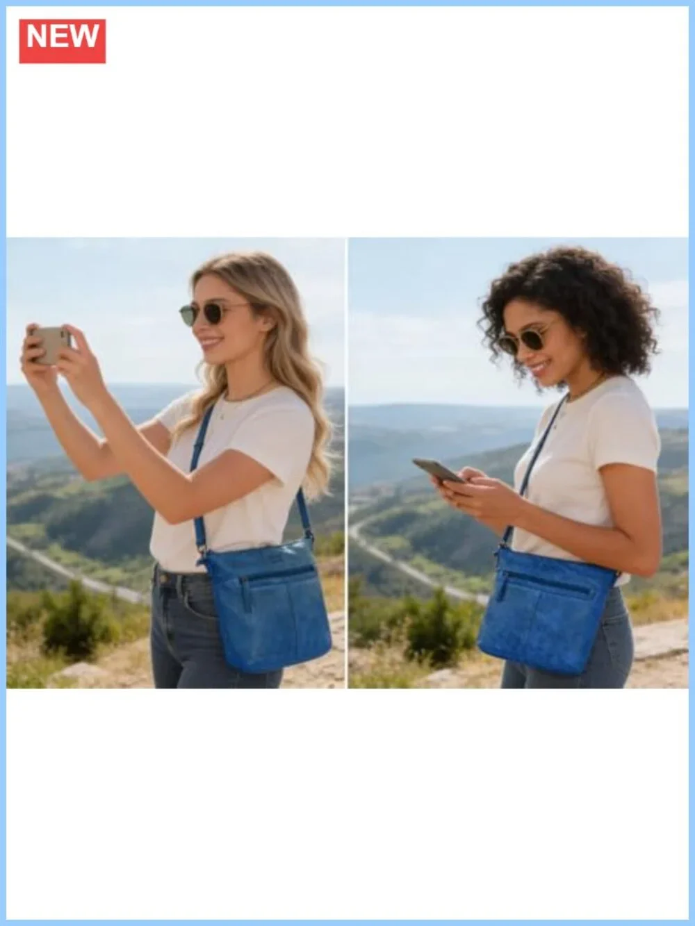 Genuine Leather Crossbody Bag w/ Adjustable Strap Satchel Purse Shoulder Sling